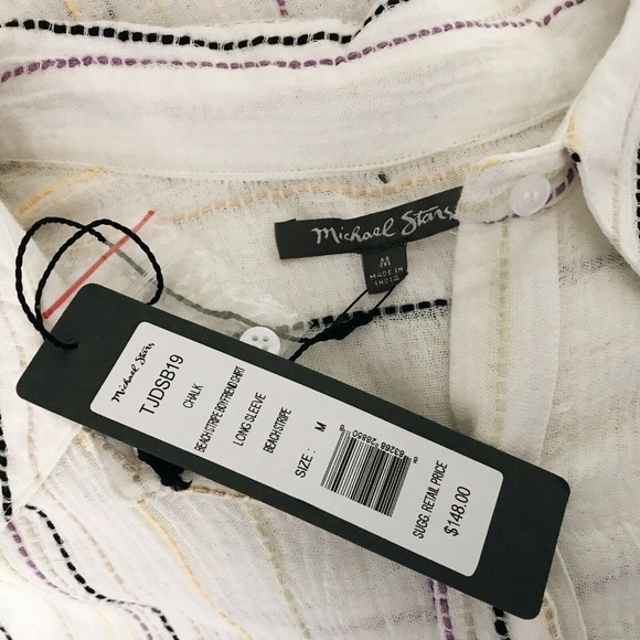 New Michael Stars Long Sleeve Beach Stripe Top - Picture 5 of 7